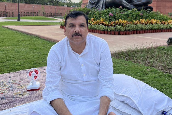 Opposition MPs protest overnight outside Parliament over Sanjay Singh's suspension, Manipur crisis
