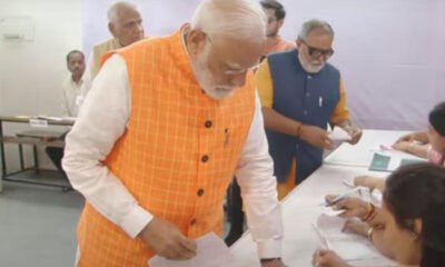 PM Modi Votes In Ahmedabad, Huge Crowd Gathers Outside Voting Booth